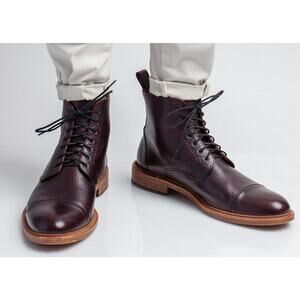 TAFT Rome Boot Oxblood Burgundy Pebbled Leather Sz EU 44 US Mens 11